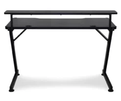 Black LED Gaming Desk With Riser -Storage supplies store 810499569 1