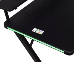 Black LED Gaming Desk With Riser -Storage supplies store 810499569 5