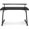 Black LED Gaming Desk With Riser -Storage supplies store 810499569 8