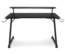 Black LED Gaming Desk With Riser