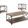 Rustic Metal & Wood 3-Piece Occasional Table Set -Storage supplies store 810499786 2