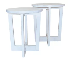 Distressed White 2-Piece Nesting Side Table Set 5 Distressed White 2-Piece Nesting Side Table Set -Storage supplies store 810500568 2