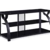 44" Black Glass & Metal TV Stand -Storage supplies store 810502584 2