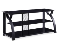44" Black Glass & Metal TV Stand