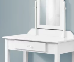 White Wood Vanity With Mirror -Storage supplies store 810502793 4