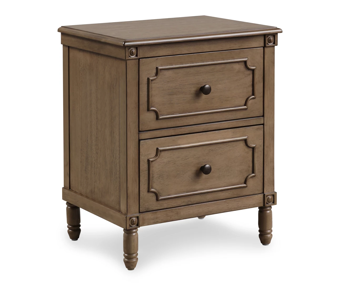Brown Veneer 2-Drawer Nightstand 3 Brown Veneer 2-Drawer Nightstand