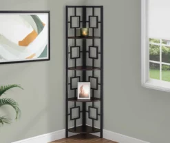 Espresso Square 4-Shelf Corner Bookcase -Storage supplies store 810512903 1