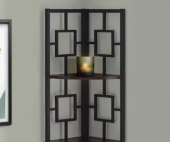 Espresso Square 4-Shelf Corner Bookcase -Storage supplies store 810512903 4