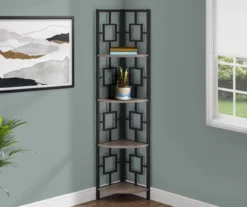 Dark Taupe Square 4-Shelf Corner Bookcase -Storage supplies store 810512904 1
