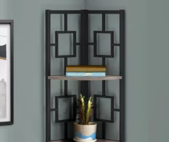 Dark Taupe Square 4-Shelf Corner Bookcase -Storage supplies store 810512904 4