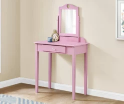 Pink Vanity Table With Mirror