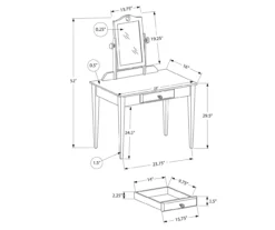 Pink Vanity Table With Mirror -Storage supplies store 810512906 3