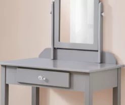 Gray Vanity Table With Mirror -Storage supplies store 810512907 4