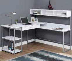 Monarch L-Shaped Corner Desk With Hutch -Storage supplies store 810512935 1