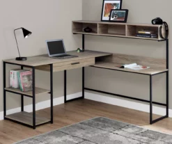 Dark Taupe & Black L-Shaped Corner Desk 8 Dark Taupe & Black L-Shaped Corner Desk -Storage supplies store 810512936 1