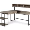 Dark Taupe & Black L-Shaped Corner Desk -Storage supplies store 810512936 2