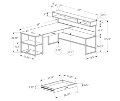 Dark Taupe & Black L-Shaped Corner Desk 9 Dark Taupe & Black L-Shaped Corner Desk -Storage supplies store 810512936 3