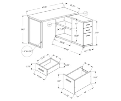 Gray Reversible L-Shaped Corner Desk 9 Gray Reversible L-Shaped Corner Desk -Storage supplies store 810512938 3