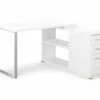 White Reversible L-Shaped Corner Desk -Storage supplies store 810512940 2