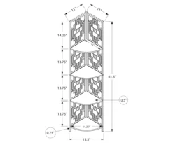 Monarch Geometric 4-Shelf Corner Bookcase -Storage supplies store 810512945 3