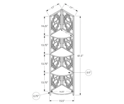 Monarch Geometric 4-Shelf Corner Bookcase -Storage supplies store 810512946 3