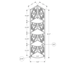Monarch Geometric 4-Shelf Corner Bookcase -Storage supplies store 810512947 3