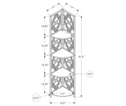 Monarch Geometric 4-Shelf Corner Bookcase -Storage supplies store 810512948 3