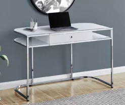 White & Silver Chrome Office Desk 8 White & Silver Chrome Office Desk -Storage supplies store 810512954 1
