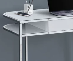 White & Silver Chrome Office Desk 10 White & Silver Chrome Office Desk -Storage supplies store 810512954 4
