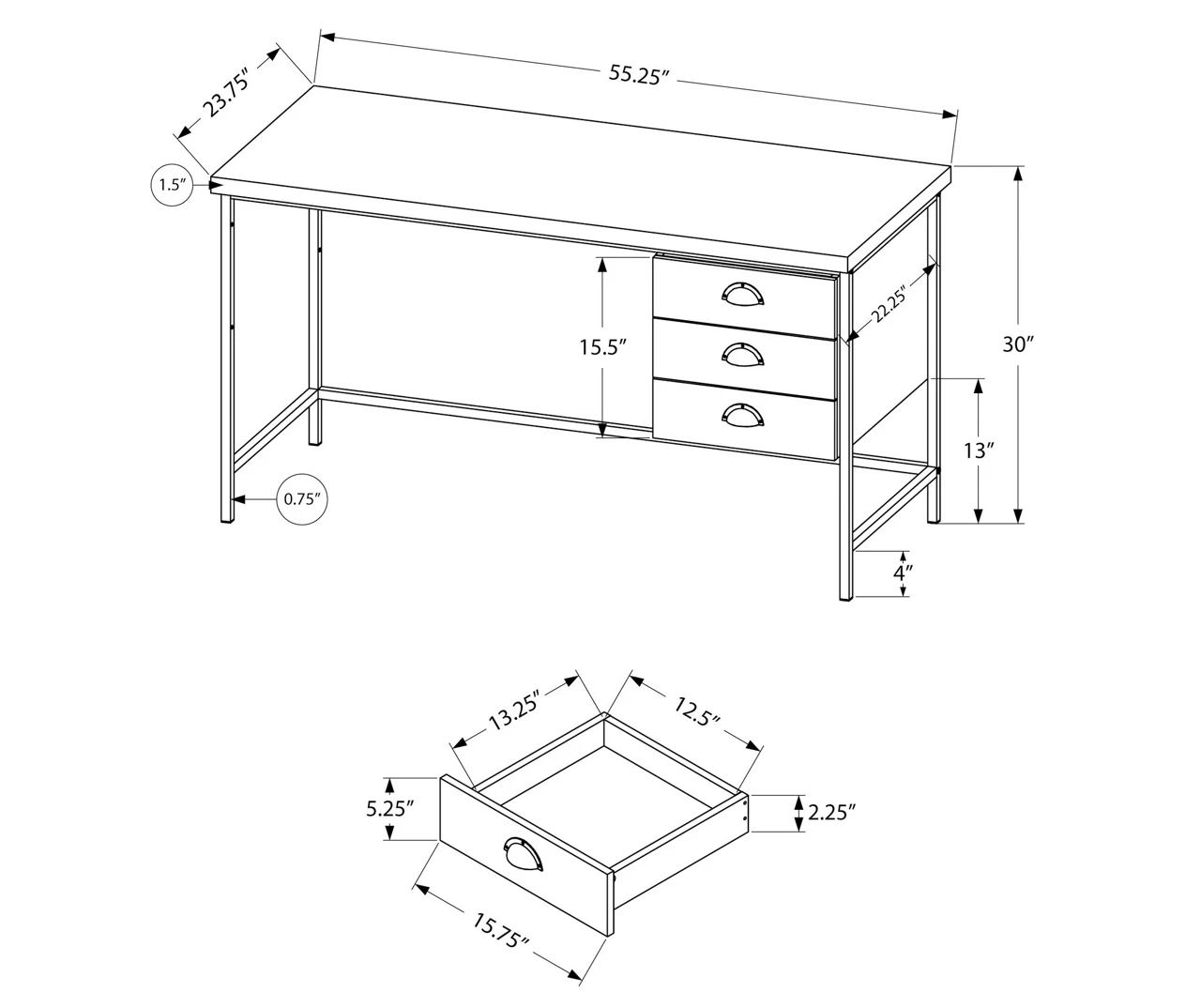 Monarch Reclaimed 3-Drawer Computer Desk 9 Monarch Reclaimed 3-Drawer Computer Desk - Image 7