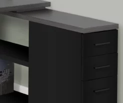 Gray & Black L-Shaped 3-Drawer Computer Desk -Storage supplies store 810512962 4