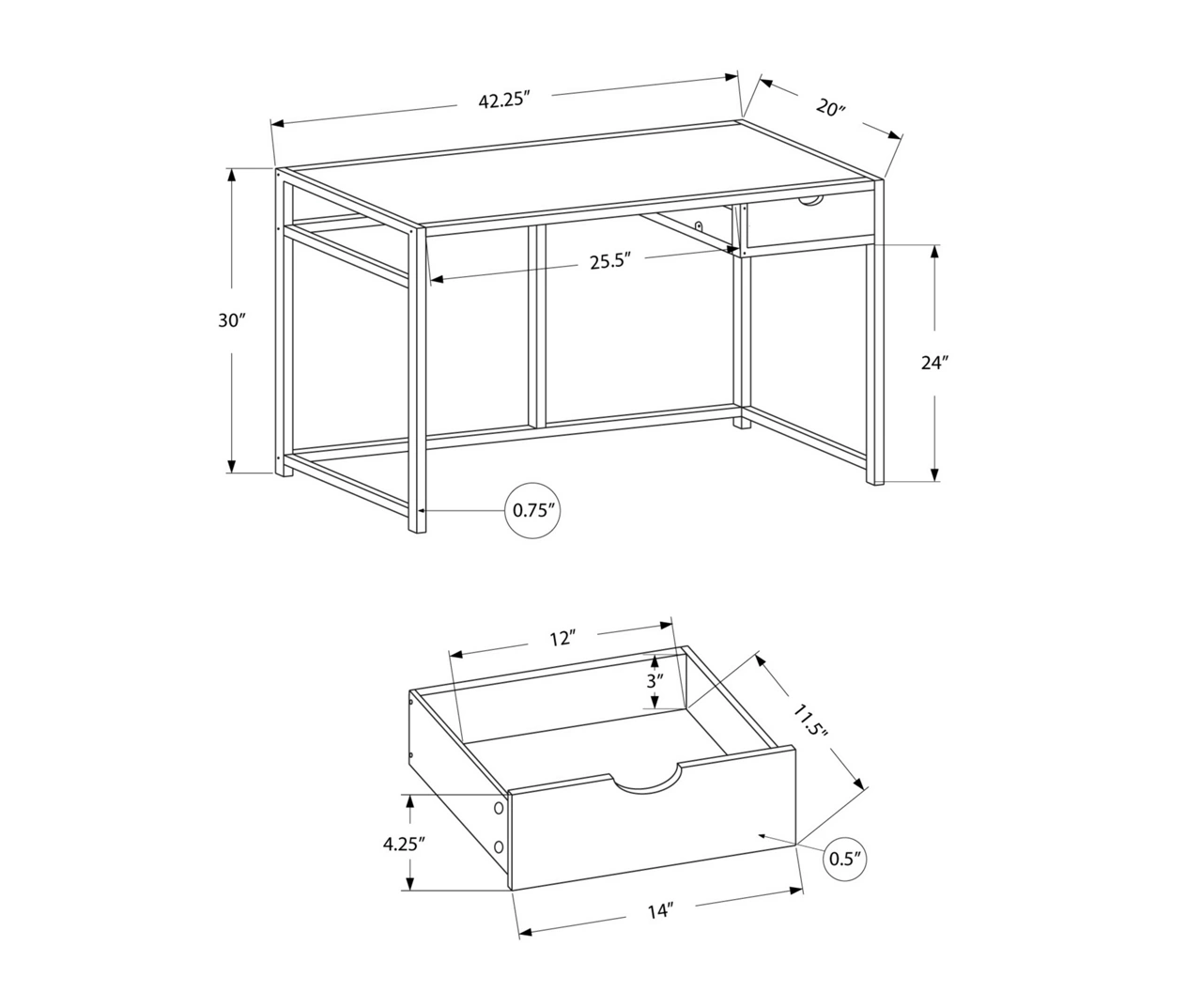 Monarch 42" Single Drawer Computer Desk 19 Monarch 42" Single Drawer Computer Desk - Image 17
