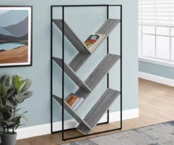 Gray 5-Shelf Slanted Bookcase 8 Gray 5-Shelf Slanted Bookcase -Storage supplies store 810512987 1