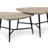 Taupe Reclaimed Triangular 2-Piece Nesting Table Set -Storage supplies store 810512994 2