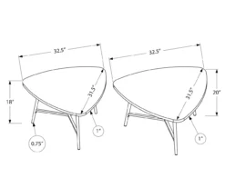 Taupe Reclaimed Triangular 2-Piece Nesting Table Set -Storage supplies store 810512994 3