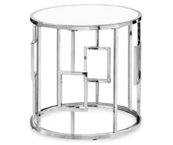 Silver Greek Key End Table