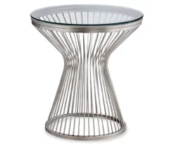 Silver Hourglass End Table