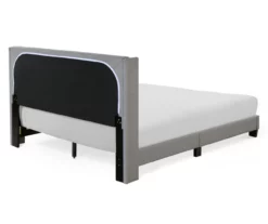 Gray Upholstered Shelter Wingback Queen Bed 37 Gray Upholstered Shelter Wingback Queen Bed -Storage supplies store 810513491 17