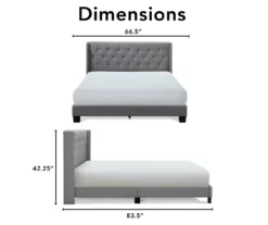 Gray Upholstered Shelter Wingback Queen Bed 26 Gray Upholstered Shelter Wingback Queen Bed -Storage supplies store 810513491 6