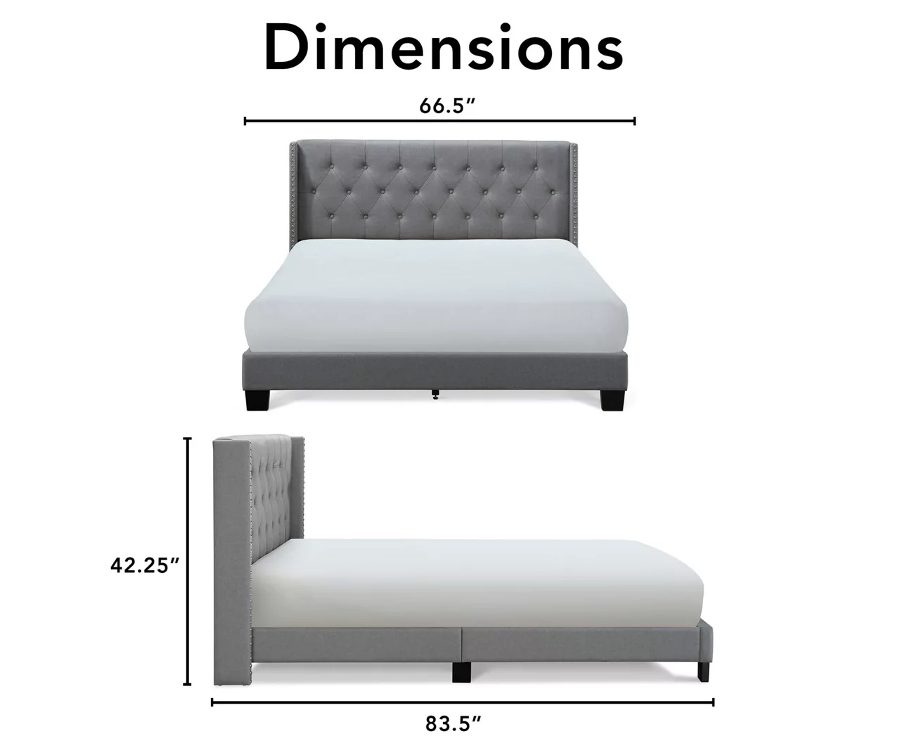 Gray Upholstered Shelter Wingback Queen Bed 8 Gray Upholstered Shelter Wingback Queen Bed - Image 6