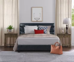 Black Hudson Queen Leather Upholstered Bed -Storage supplies store 810513493 5