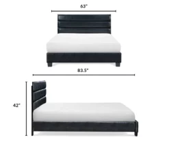 Black Hudson Queen Leather Upholstered Bed -Storage supplies store 810513493 6