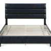 Black Hudson Queen Leather Upholstered Bed