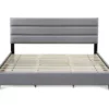 Gray Hudson King Upholstered Linen Fabric Bed -Storage supplies store 810513494 10
