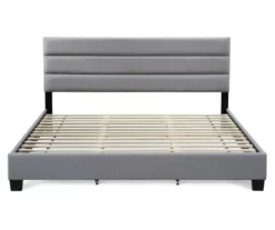 Gray Hudson King Upholstered Linen Fabric Bed