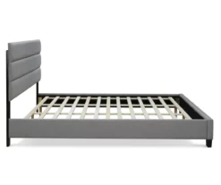 Gray Hudson King Upholstered Linen Fabric Bed 21 Gray Hudson King Upholstered Linen Fabric Bed -Storage supplies store 810513494 12