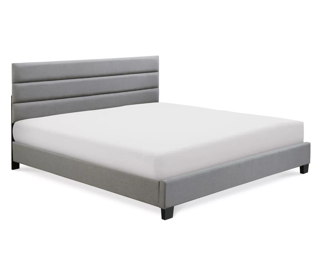 Gray Hudson King Upholstered Linen Fabric Bed 8 Gray Hudson King Upholstered Linen Fabric Bed - Image 6