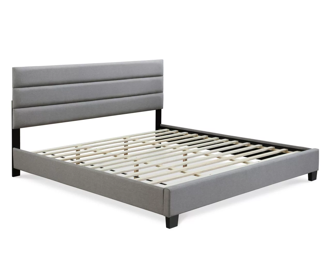 Gray Hudson King Upholstered Linen Fabric Bed 4 Gray Hudson King Upholstered Linen Fabric Bed - Image 2