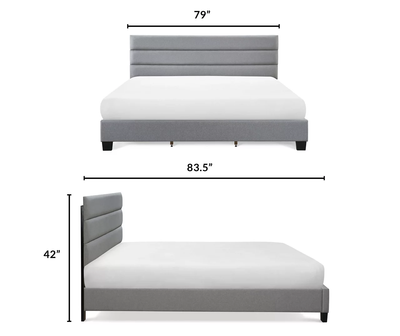 Gray Hudson King Upholstered Linen Fabric Bed 14 Gray Hudson King Upholstered Linen Fabric Bed - Image 12