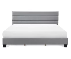 Gray Hudson King Upholstered Linen Fabric Bed 23 Gray Hudson King Upholstered Linen Fabric Bed -Storage supplies store 810513494 9